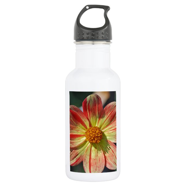 Botella De Agua flor de dalia naranja y amarilla (Anverso)