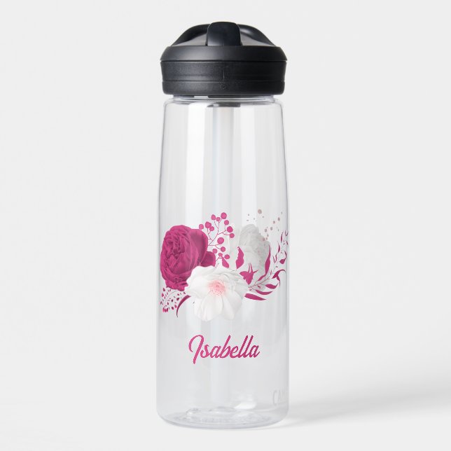 Botella De Agua flor de fucsia botánica (Delante)