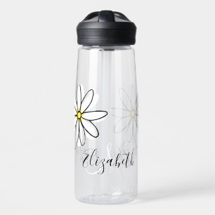 Botella De Agua Flor de Garabato de Margarita con Monograma Person