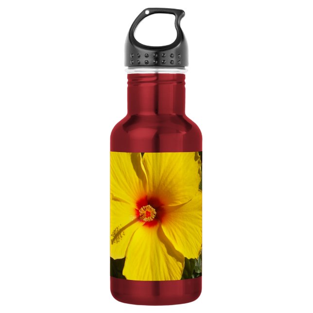Botella De Agua Flor de Hibisco Amarillo (Anverso)