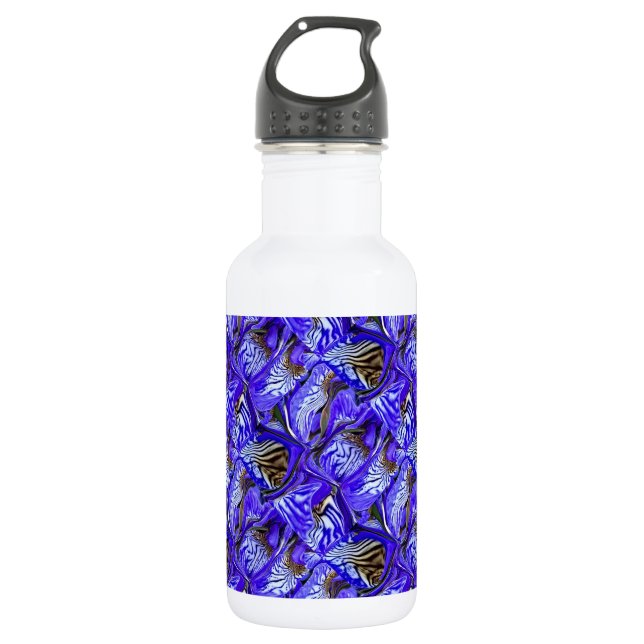 Botella De Agua Flor de iris púrpura / inclinada / cubierta / (Anverso)