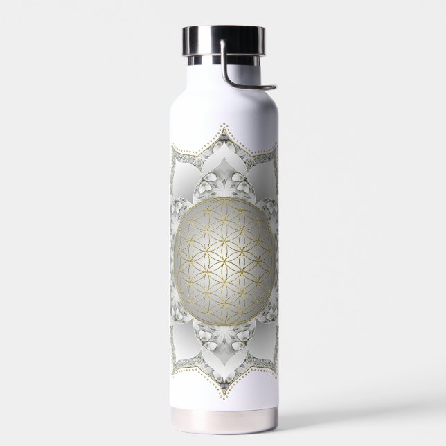 Botella De Agua Flor de la Vida - Mandala de Flores 1 (Izquierdo)