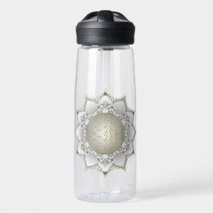 Botella De Agua Flor de la Vida - Mandala de Flores 1