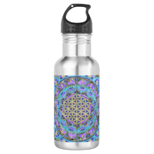 Botella De Agua Flor de la Vida - Mandala Estilo India 2