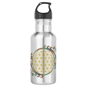 Botella De Agua Flor De La Vida - Ornamentos Espirales 1