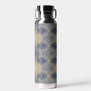 Botella De Agua FLOR DE LA VIDA - patrón de arena azul