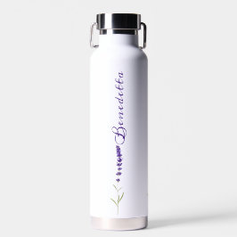 Botella De Agua Flor de lavanda con nombre personalizado