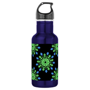 Botella De Agua Flor de neón verde y azul
