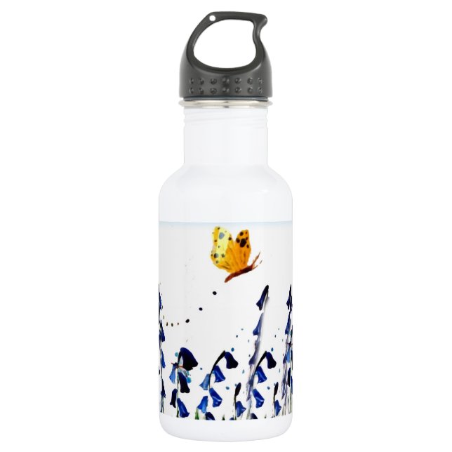 Botella De Agua Flor de primavera de mariposa azul (Anverso)