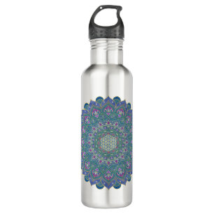 Botella De Agua Flor De Vida - Mandala Estilo India 1