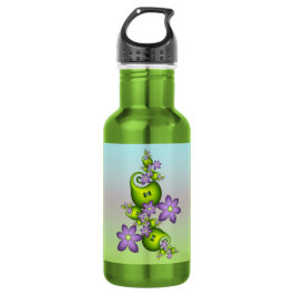 Botella De Agua Flor Floral Fantasía Lilac Flores Formas verdes Fr