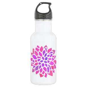 Botella De Agua Flor Hippie Rosa Retro Moderno