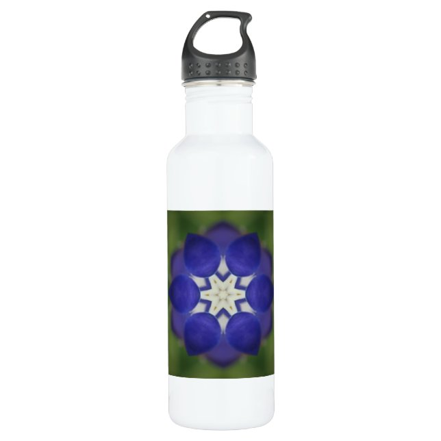 Botella De Agua Flor interior azul (Anverso)