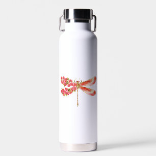 Botella De Agua Flor libélula con sakura de joyas