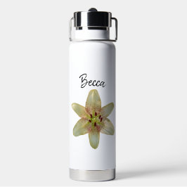 Botella De Agua Flor Lirio Amarilla Específica Personalizada