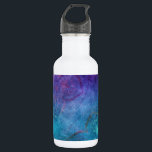 Botella De Agua Flor Lotus elegante y turquesa<br><div class="desc">Relieve metalizado de flores de color turquesa,  azul acuático y verde. Este patrón floral es simbólico del budismo espiritual.</div>
