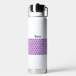 Botella De Agua Flor nítida morada de clematis personalizada