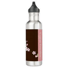 Botella De Agua Flor personalizada de dogwood rosa/marrón