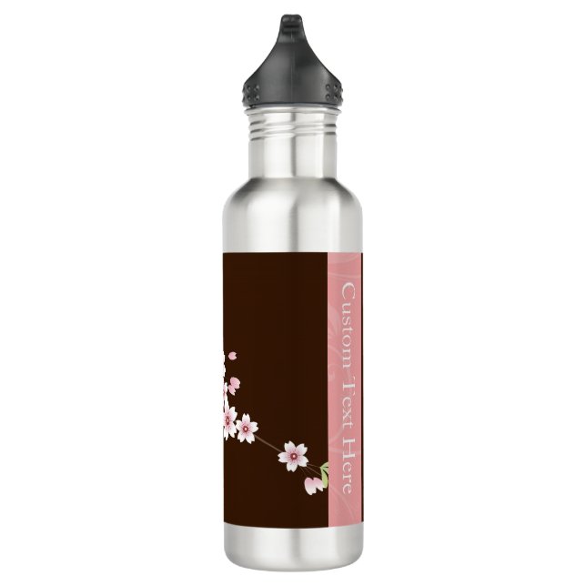 Botella De Agua Flor personalizada de dogwood rosa/marrón (Derecha)