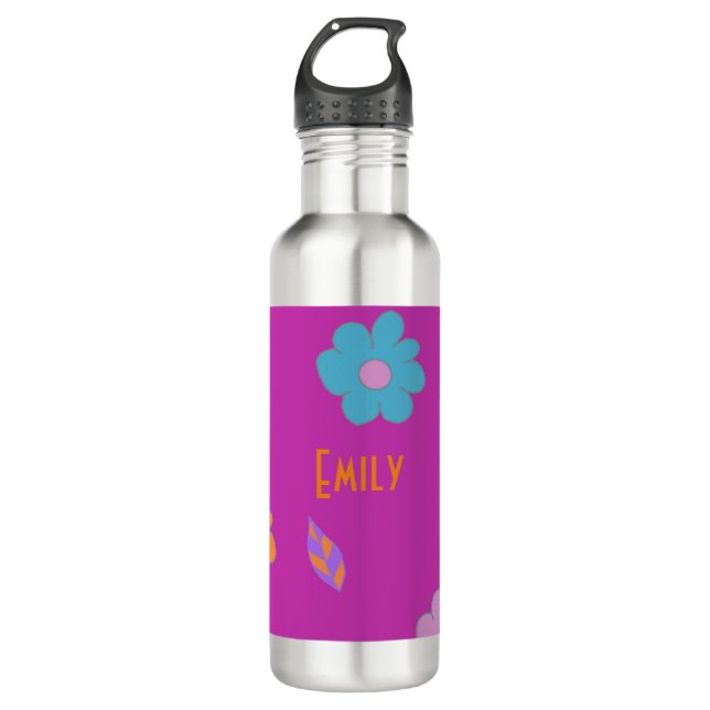 Botella De Agua Flor retro de Chicas pequeños (Anverso)