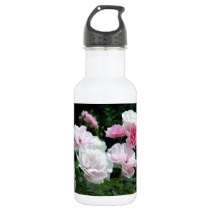 Botella De Agua flor rosa bonito y blanco. Floral,