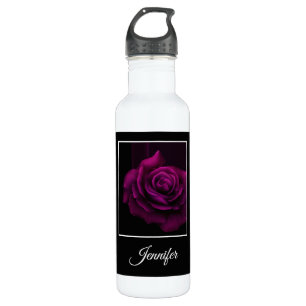 Botella De Agua Flor rosa gótica morada-roja