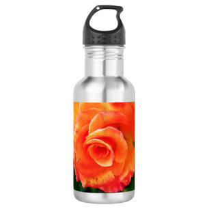 Botella De Agua flor rosa naranja