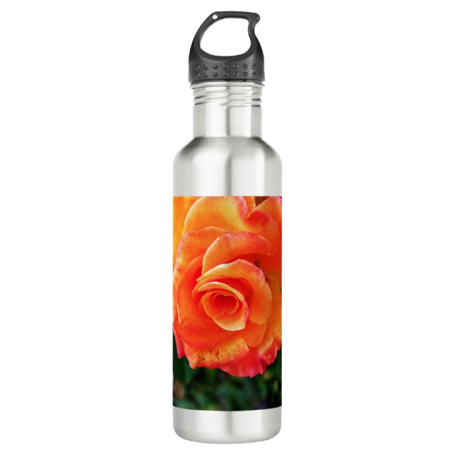Botella De Agua flor rosa naranja (Anverso)