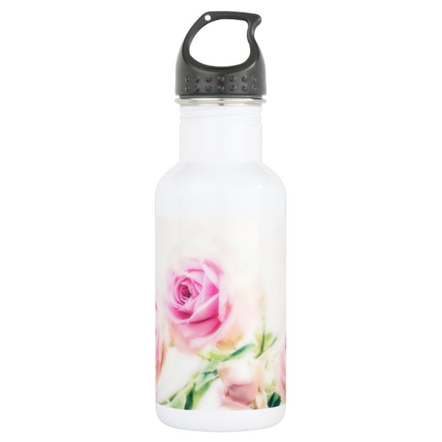 Botella De Agua Flor rosa rosada (Anverso)