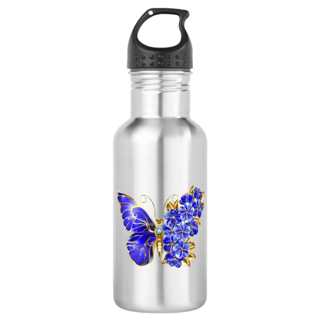 Botella De Agua Flor Sapphire Mariposa (Anverso)
