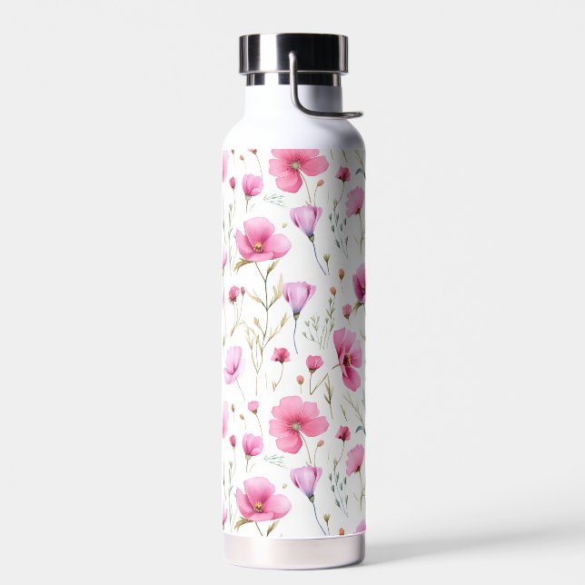 Botella De Agua Flor silvestre de acuarela rosa (Izquierdo)