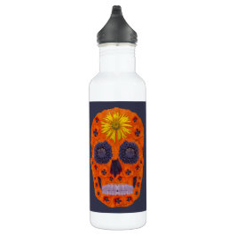 Botella De Agua Flor Skull 1