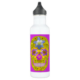 Botella De Agua Flor Skull 3