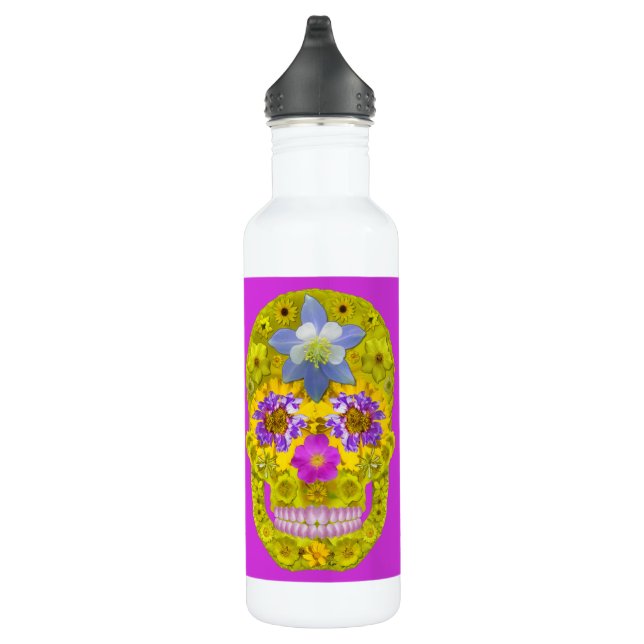 Botella De Agua Flor Skull 3 (Derecha)