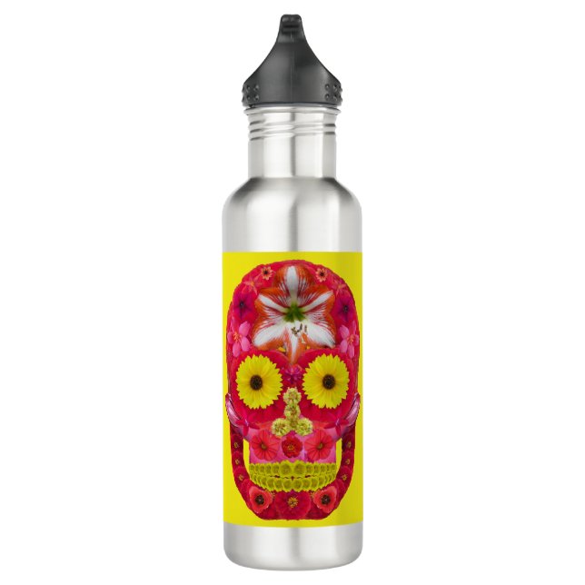 Botella De Agua Flor Skull 6 (Derecha)