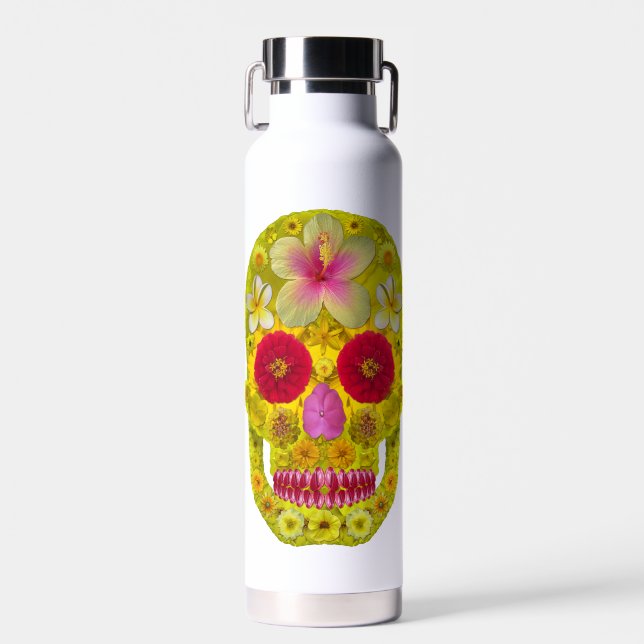 Botella De Agua Flor Skull 8 (Delantero)