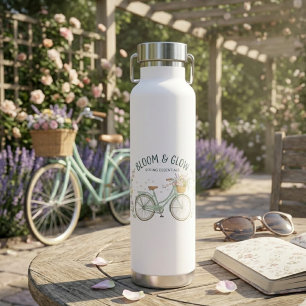 Botella de Agua Flor y Brillo Bicicleta Vintage Pr