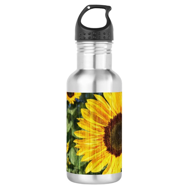 Botella De Agua Flora pintada de girasoles (Anverso)