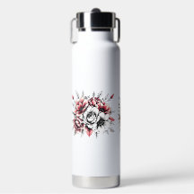 Botella de agua floral
