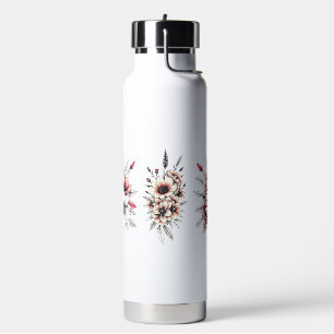 Botella de agua floral