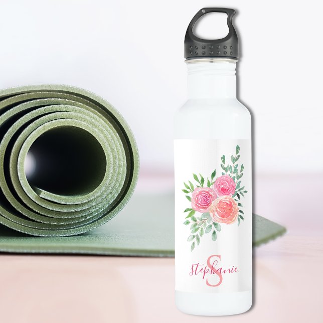 Botella De Agua Floral acuarela personalizada (Subido por el creador)