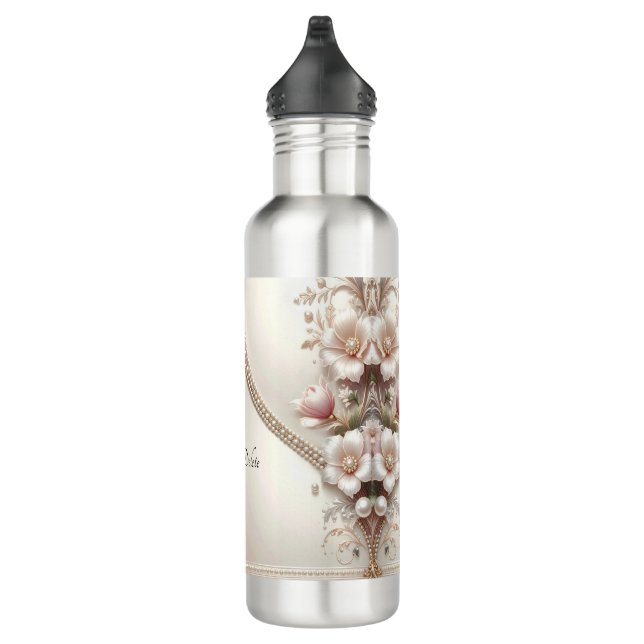 Botella De Agua Floral and Pearl Embellishments Water Bottle (Derecha)