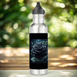Botella De Agua Floral Black Rosa