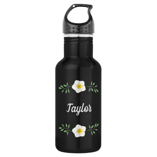 Botella De Agua Floral blanca (Anverso)