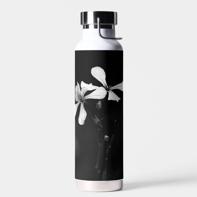 Botella De Agua floral blanca y negra mínima (Izquierdo)