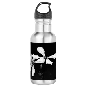 Botella De Agua floral blanca y negra mínima