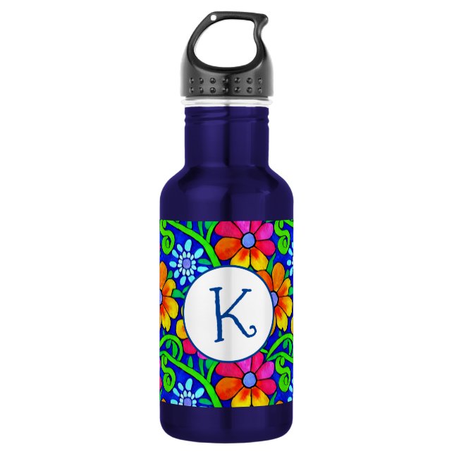 Botella De Agua Floral colorida Bonito personalizada (Anverso)