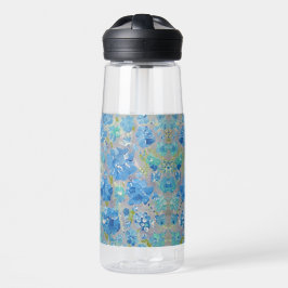 Botella de agua floral de la celebración azul