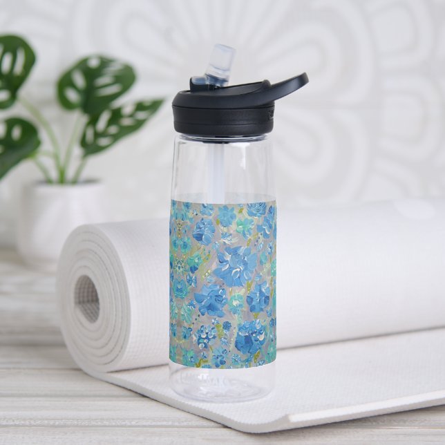Botella de agua floral de la celebración azul (Yoga)