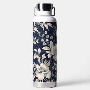 Botella De Agua Floral en azul